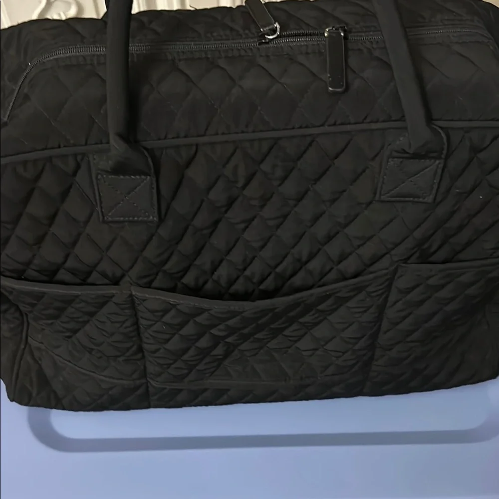 Vera Bradley black Quilted travel bag or weekend duffle -excellent shape.
